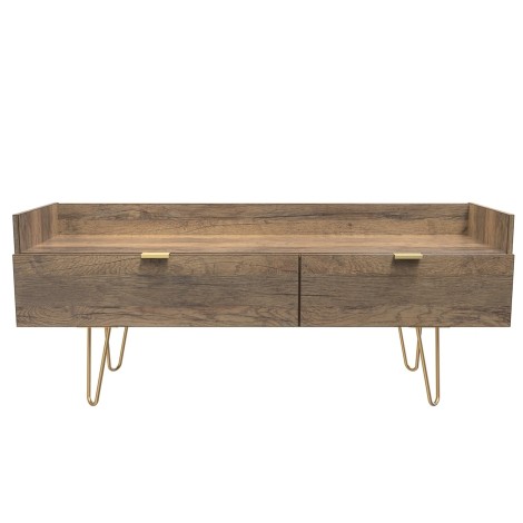 Hong Kong - Vintage Oak - Media Console Unit - Gold Hairpin Legs