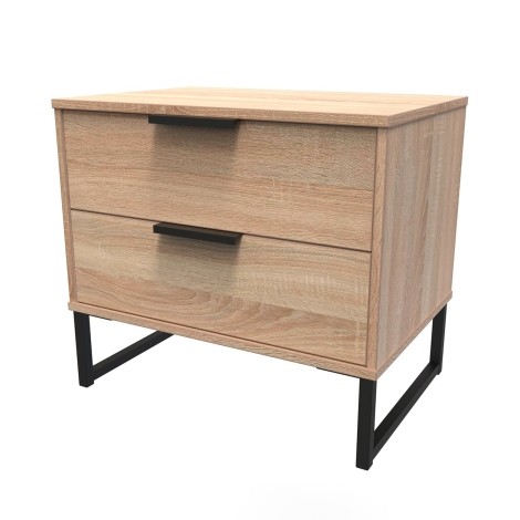 Hong Kong - Bardolino Oak - Medium - Chest of 2 Drawer - Black Sleigh Leg