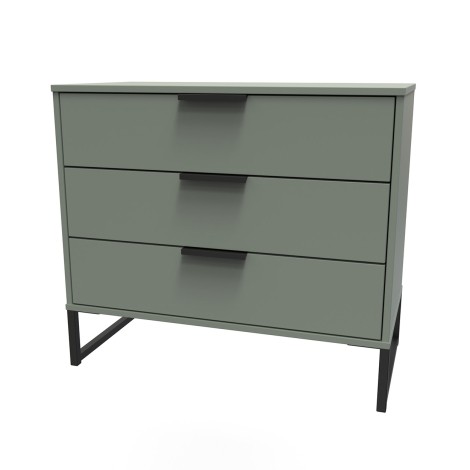 Hong Kong - Reed Green - Chest of 3 Drawer - Black Sleigh Leg