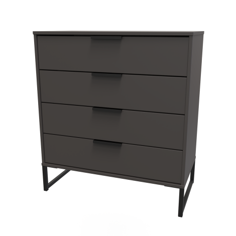 Hong Kong - Graphite - Chest of 4 Drawer - Black Sleigh Leg