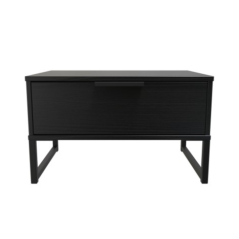 Hong Kong - Black - Medium - Chest of 1 Drawer - Black Sleigh Leg