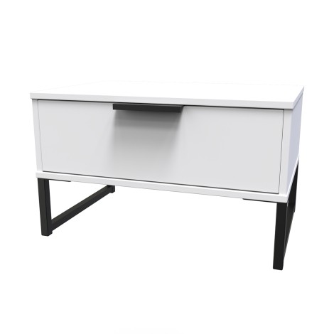 Hong Kong - White Matt - Medium - Chest of 1 Drawer - Black Sleigh Leg