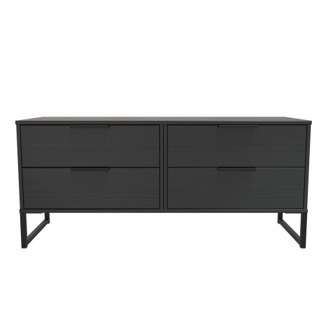 Hong Kong - Black - 4 Drawer Bed Box - Black Sleigh Leg