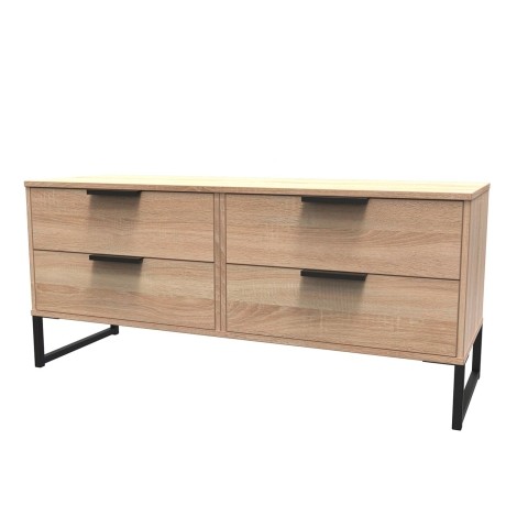 Hong Kong - Bardolino Oak - 4 Drawer Bed Box - Black Sleigh Leg