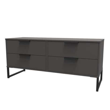 Hong Kong - Graphite - 4 Drawer Bed Box - Black Sleigh Leg