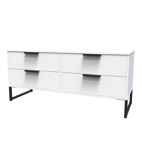Hong Kong - White Matt - 4 Drawer Bed Box - Black Sleigh Leg