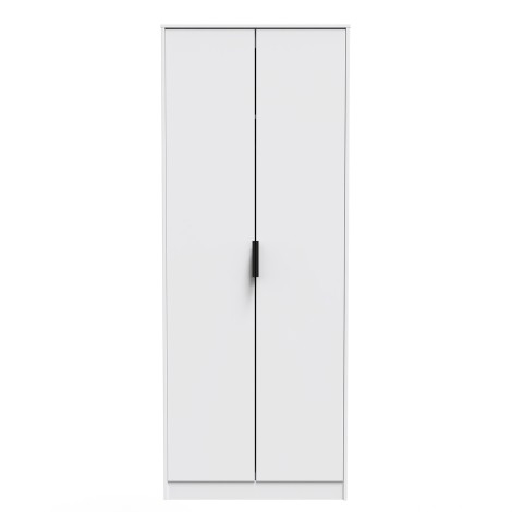 Hong Kong - White Matt - 2 Door - Plain - Tall - Double Wardrobe - Metal Handle