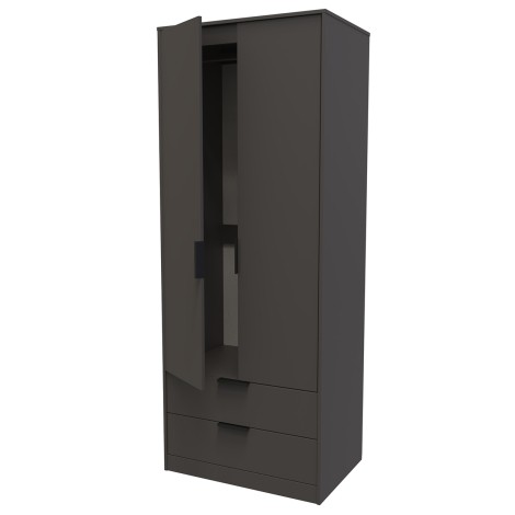 Hong Kong - 2 Door 2 Drawer - Double Wardrobe - Plain - Graphite Finish