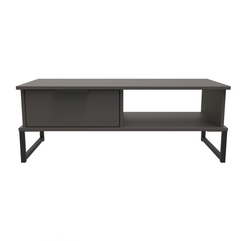 Hong Kong - Graphite - 1 Drawer - Coffee Table - Black Sleigh Leg
