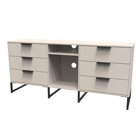 Hong Kong - Kashmir Matt - 6 Drawer - TV Unit - Black Sleigh Legs