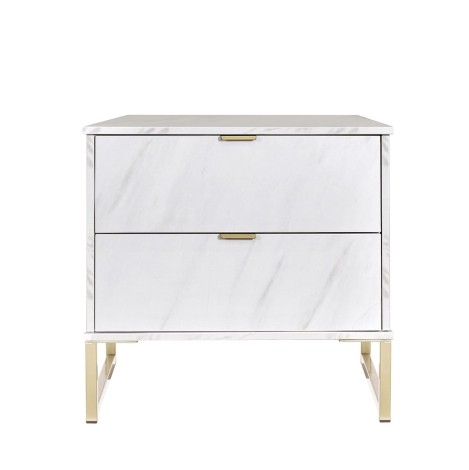 Hong Kong - Marble - Medium - Chest of 2 Drawer - Gold Sleigh Leg