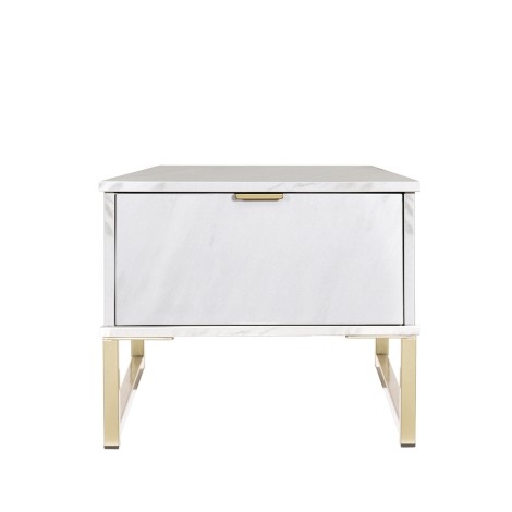 Hong Kong - Marble - 1 Drawer - Bedside Table - Gold Sleigh Leg