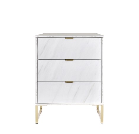 Hong Kong - Marble - Medium - Chest of 3 Drawer - Gold Sleigh Leg