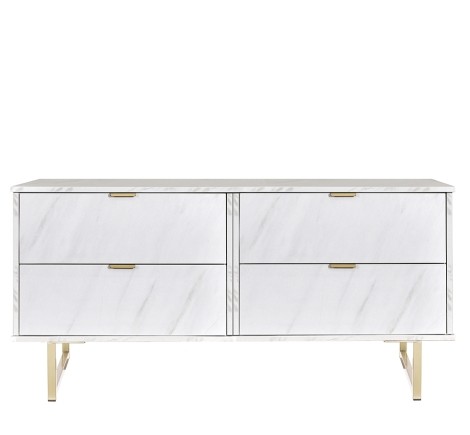 Hong Kong - Marble - 4 Drawer Bed Box - Gold Sleigh Leg