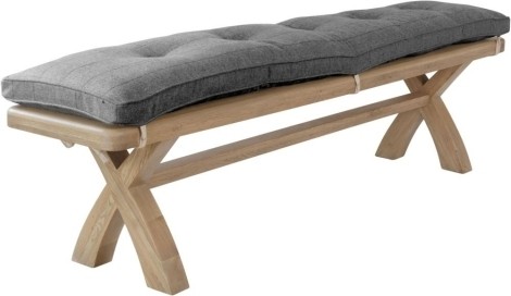 Hoxley Smoked Oak - 200cm Bench With Cushion Grey Check