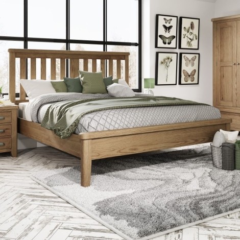 Hoxley Smoked Oak - 6' Super King Low Foot End Bed with Wooden Headboard