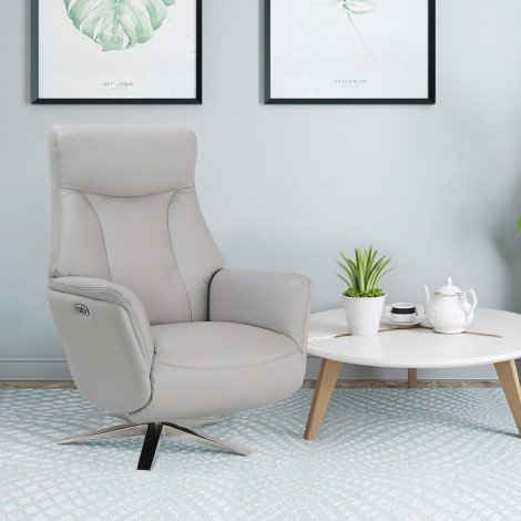 GFA Houston Platinum Leather, Electric Swivel Recliner Chair