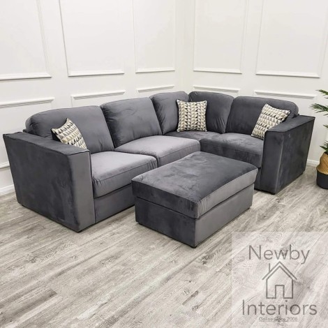 Hudson Steel Grey 4 Seat Corner Sofa