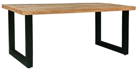 Induse - Industrial Style - Mango Wood - Brown - Rectangular - 200x100cm - Dining Table - Black Metal U Legs 