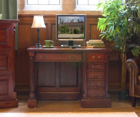 Baumhaus - La Roque - Solid Mahogany Single Pedestal Computer Desk IMR06B