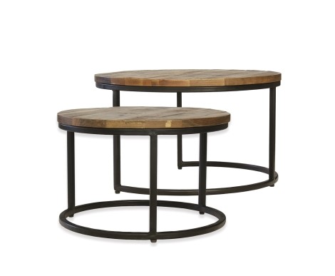 Industrial Mango Round Coffee Table Set /2