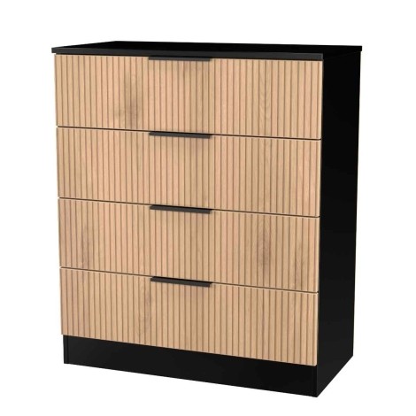 Java - Chest of 4 Drawers - Slatted Effect Front and Black Matt Base