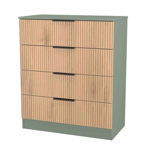 Java - Chest of 4 Drawers - Slatted Effect Front and Reed Green Base