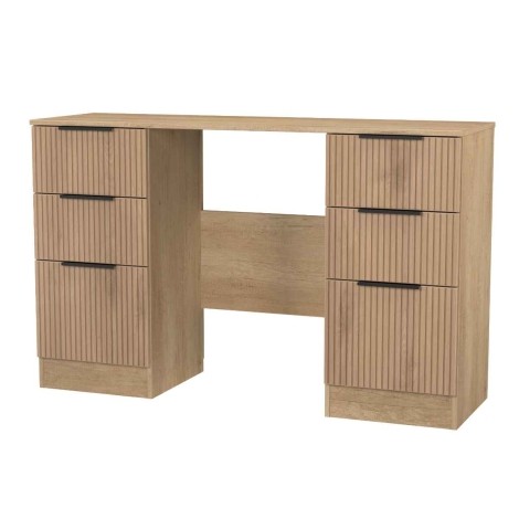 Java - Kneehole Double Pedestal Dressing Table / Vanity Table / Desk - Slatted Effect Front and Nebraska Base