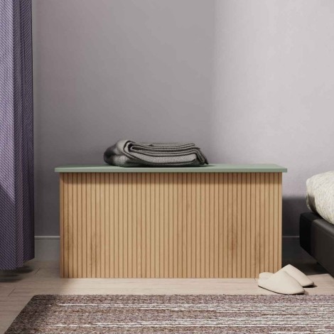 Java - Blanket Box - Slatted Effect Front and Reed Green Base
