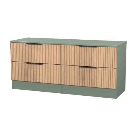 Java - 4 Drawer Bed Box - Slatted Effect Front and Reed Green Base