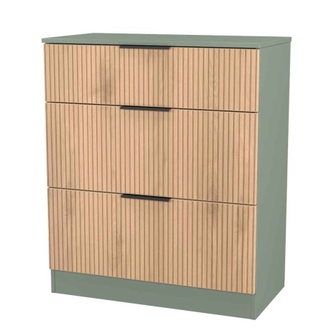 Java - 3 Drawer Deep Chest - Slatted Effect Front and Reed Green Base