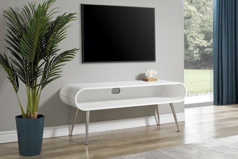 Jual - Auckland - White and Chrome - TV Stand