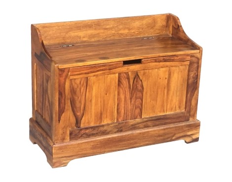 Agra - Sheesham - Solid Wood - Rich Honey Colour - Small Seat With Storage