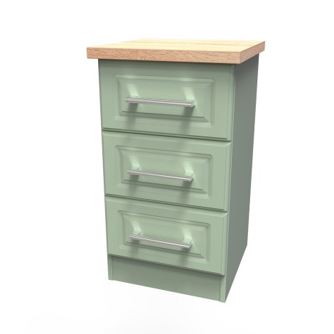 Kent - Reed Green - 3 Drawer - Beside Cabinet - Bardolino Oak Top