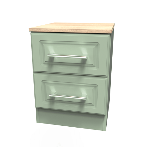 Kent - Reed Green - 2 Drawer - Beside Cabinet - Bardolino Oak Top