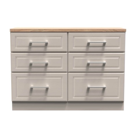 Kent - Kashmir Ash - Medium - Chest of 6 Drawer - Bardolino Oak Top