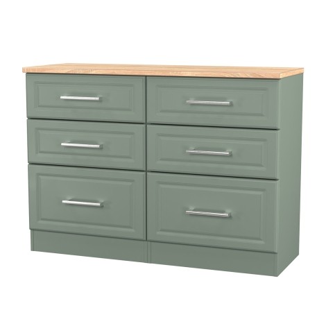 Kent - Reed Green - Medium - Chest of 6 Drawer - Bardolino Oak Top