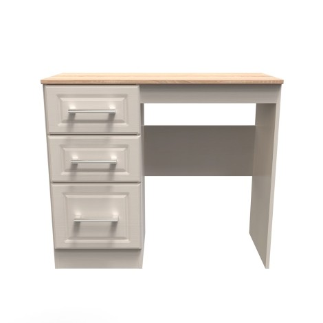 Kent - Kashmir Ash - Single Pedestal Desk / Vanity Table - Bardolino Oak Top