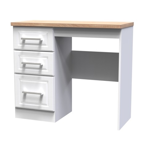 Kent - White Ash - Single Pedestal Desk / Vanity Table - Bardolino Oak Top