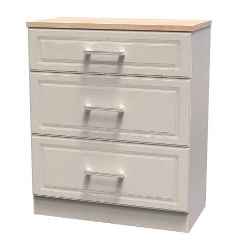 Kent - Kashmir Ash - Deep - Chest of 3 Drawer - Bardolino Oak Top