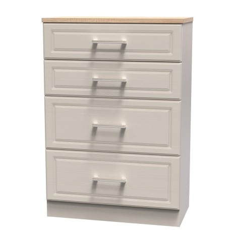 Kent - Kashmir Ash - Deep - Chest of 4 Drawers - Bardolino Oak Top