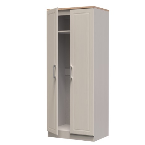 Kent - Kashmir Ash - 2 Door - Double - Plain Wardrobe - Bardolino Oak Top