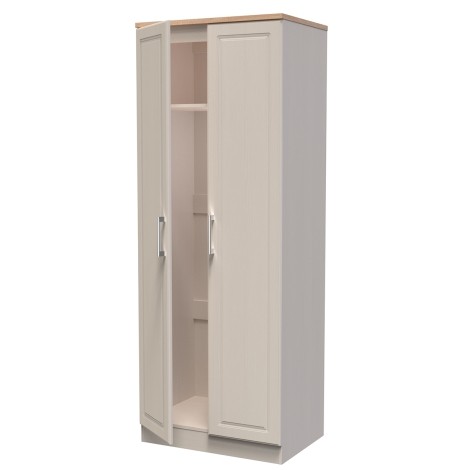Kent - Kashmir Ash - 2 Door - Tall - Plain Wardrobe - Bardolino Oak Top