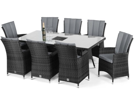 LA 8 Seat Rectangular Ice Bucket Dining Set / Grey