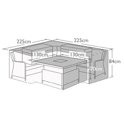 Outdoor Cover for Large Square Corner Set with Rising Table (Ascot/Harrogate Deluxe Corner)