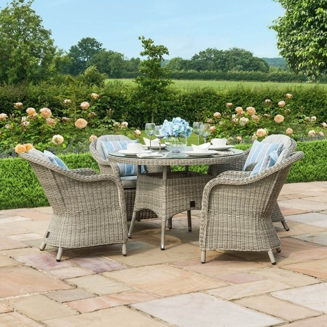Oxford 4 Seat Round Dining Set with Heritage Chairs