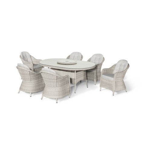 Oxford 6 Seat Oval Dining Set with Heritage Chairs & Woven Lazy Suzan