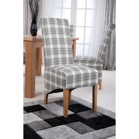 Pair Of - Krista - Cappuccino Herringbone Check - Roll Back - Dining Chairs
