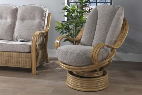 Desser - Opera - Light Oak - Laminated Arm - Cane Rocker Swivel Chair