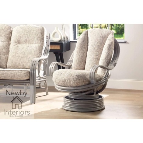 Bali Laminated Arm Swivel Rocker Chair Grey Wash Rattan